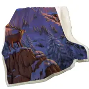 Animal Art Snowy Mountains Elk Throw Blanket
