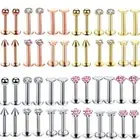 Crystal Heart Piercing Earrings -16G Lobe Tragus Conch Lip Labret Stud Ring 12PC