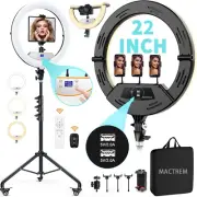 22" Foldable Ring Light with Stand for Iphone Ipad, 75" Tripod with Wheels 50W 6