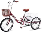 DEFGHIJ Adult Tricycle 3 Wheel Bike Adult Three Wheel Cruiser Bike 20 Inch Wheels 1 Speed Adjustable Seat and Handlebar with Low Step Through Frame City Bike