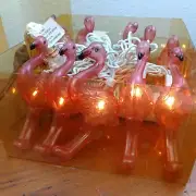 Vtg Blow Mold Pink Flamingo String Lights Indoor Unique Target. I5