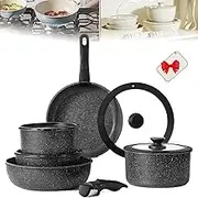Cookware Set, Pots and Pans Set, Detachable Handle Cookware, 5/9/11/15/17 Piece Nonstick Cookwares Sets with Detachable Handle (Black,9PCS)