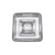 MARIPOSA Pearled Square CHIP & DIP Divided Plates, One Size, Silver