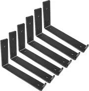 Shelf Brackets 8 Inch, Heavy Duty Black Metal Floating Shelf Bracket, Rusti Pack