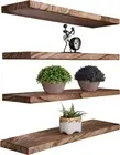 Wood Floating Shelves for Wall Decor, Rustic 24inch, Light Walnut