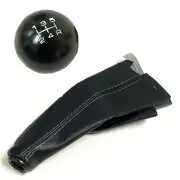 BLACK ROUND CNC BILLET RACING SHIFT KNOB AND BOOT COMBO FOR NISSAN 5 SPEED MT (for: Nissan)