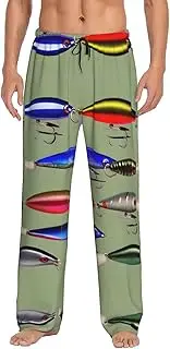 [EdWal] Fishing Lure Style print Men's Pajama Pants Big and Tall Pajama Bottoms Mens Lounge Sleep Pants with Pockets