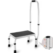 Step Stool 1-Step 150KG Capacity, 3 Adjustable Height with Handle Steel Step Ladder, Portable Toddler Step Stools for Adults, Non-Slip Sturdy Step Ladders for Office, RVs,