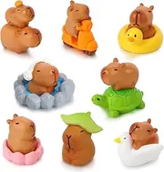 Mini Capybara Figurines 13 Pieces Tiny Capybara for Car Dashboard Dollhouse Miniatures Mini Resin Animals for Fairy Garden Home Decor Capybara Birthday Decorations