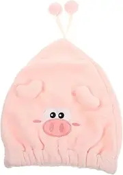 Beatifufu Quick Dry Hair Drying Cap Cartoon Design Absorbent Fleece Towel Hat for Women Girls Shower Cap