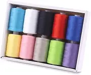 Tanstic 10Pcs Sewing Thread, 10 Colors Polyester Thread, 1093 Yards(1000M) Per Spool, Colorful Sewing Threads for Sewing Machine, Hand Sewing