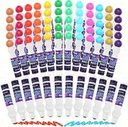 Crtiin 72 Pack Glitter Bingo Daubers Bulk in 12 Colors 0.5 oz Dot Markers Bingo Supplies in Glitter Colors Fluorescent Dot Markers Art Paint Craft for Art Crafts Painting Supplies Drawing Coloring