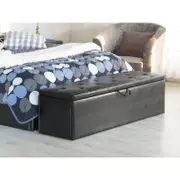 Windsor PU Leather Ottomon Storage Box in Black