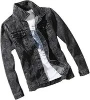 [Generic] Men's Ripped Cargo Hole Male Jean Coats Vintage One Piece Washed Y2k Denim Jacket
