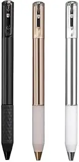 3 Pcs Gel Pens Office Stationery Soft Silicone Grip Retractable Writing Pens 0.5mm Black Ink Pens Creative Stationery School Essentials(Black-Gold-Silver)