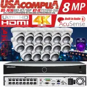 Hikvision 4K Compatible 16CH 5MP POE Security Camera System AcuSense Audio Lot