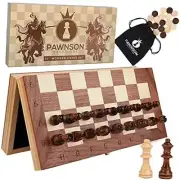 Magnetic Wooden Chess Checkers Set for Kids and Adults - 12 in Staunton Chess