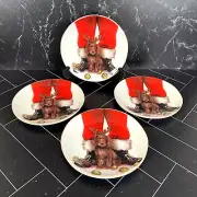 Set Of 4 Southern Living Santa Paws Boykin Spaniel Dog Accent / Salad 8.5" NIB