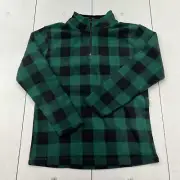 The Children’s Place Green Plaid Fleece Quarter Zip Pullover Kids Size 16 NEW