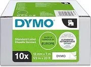 Dymo D1 Durable Label Tape, Black/White, 12 mm X 7 M (Pack of 10)