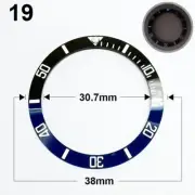38mm Ceramic Black Slope Watch Bezel with Blue Ring Green Lume Silver Font Watch