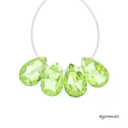 8 Cubic Zirconia Flat Pear Briolette Beads 6x9mm Apple Green Lime #96145