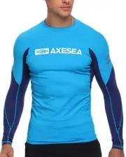 AXESEA Men Long Sleeve Rashguard UPF 50+ Rash Guard Swim Shirt Size XXL Blue