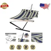 Elegant Cotton Rope Hammock with Portable Steel Stand for Two - 475 lb Support