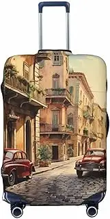 [CADREWY] Italian Street Print Travel Suitcase Cover Luggage Protector with Elastic Anti Scratch for Carry On, Black, Medium