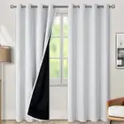 BGment Greyish White 100% Blackout Curtains for Living Room 84 Inch Length 2 ...