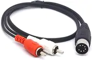 [GLHONG] 7 Pin DIN to RCA Cable, 7-Pin MIDI Male Plug to 2 RCA Male Audio Adapter Cord for Bang Olufsen, Naim, Quad.Stereo Systems (50 cm)
