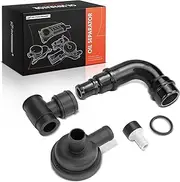 A-Premium Crankcase Oil Separator Replacement for Volkswagen Passat 2003-2005 Audi A4 2001-2005, 1.8L, With 2 Hoses And Bleeder Valve