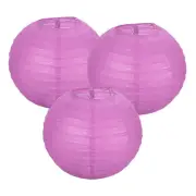3Pcs Decorative Hanging Round Paper Lanterns 20cm/8", Fuchsia