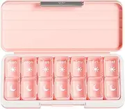 Zoksi Am Pm Pill Organizer 7 Day, Weekly Pill Box 2 Times a Day, Medicine Pill Organizer with Separate Compartment, Travel Pill Case Dispenser Portable for Vitamins, Fish Oils, Medicines(Pink)