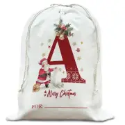 Christmas Initial Personalized Gift Bag for Women, Drawstring Bags, A