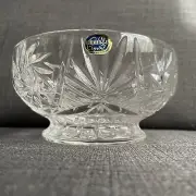 Vintage Bohemia Crystal Rose Bowl with mesh 15cm dia boxed