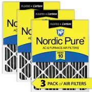 Nordic Pure 16x30x2 Furnace Air Filters MERV 10 Pleated Plus Carbon 3 Pack
