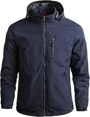 [SWJGLITTR] Men's Lightweight Outdoor Hooded Jacket Windbreaker Breathable Hiking Skinny Outwear Waterproof Stretch Slim Coat