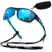 Polarized Glasses Men Sunglasses Fishing Wrap Around Eyewear with Strap and Zippered Case