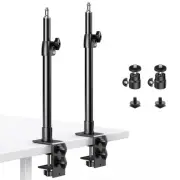 2-Pack Camera Desk Mount Stand with 1/4" Ball Head and Cold Shoe Mount Adapte...