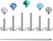 [Kridzisw] 20G 18G 16G F136 Titanium Flat Back Nose Rings Studs Implant Grade Internally Threaded Nose Stud Hypoallergenic Lip Labret Piercings Tragus Cartilage Helix Earrings Piercing Jewelry for Women