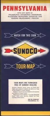 1960 Sunoco Road Map: Pennsylvania NOS