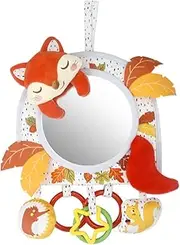 Baby Activity Hanging Toy with in-Sight Car Mirror, Adjustable for Car Seats, Strollers, Cribs, and Tummy Time, with Rattles, Crinkle Sounds, and Animal Design (Fox)