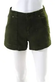 Frame Womens Clean Mid Rise Denim Utility Shorts Olive Green Size 24