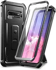 Dexnor for Samsung S10 Plus Case, [Built in Screen Protector and Kickstand] Heavy Duty Military Grade Protection Shockproof Protective Cover for Samsung S10 Plus - Black