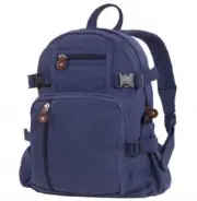 Navy Blue Vintage Canvas Compact Heavyduty Backpack Shoulder Straps Bag 8558