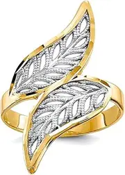 [JewelryWeb] 10k Yellow Gold Polished and Rhodium Sparkle Cut Filigree Ring Size 6.00 Band Style-Ring for Women