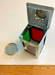 Vintage Tin Mini Railroad Signal Lantern Red & Green Slag Glass 4.7" for Candle
