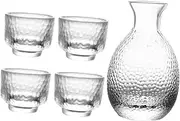 UTHCLO 1 Set Sake Dispenser Kit Japanese Style Sake Set with Pot and Glasses Retro Design Glassware for Parties and Everyday Use Premium Transparent Drinkware