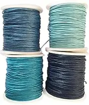 4 Rolls 80 Meters 1Mm Waxed Cotton Cords Thread for DIY Bracelet Jewelry Making Blue